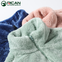Coral fleece fleece jacket men and women couples autumn and winter plus velvet thickened double-sided fleece long-haired polar fleece cardigan jacket