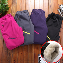 Outdoor assault pants mens and womens autumn and winter plus velvet thickened removable inner container warm windproof waterproof loose mountaineering pants