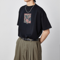 OPICLOTH OPIC DIGITAL FLORAL PRINTED ROUND COLLAR PURE COTTON RETRO DAY SYSTEM LOOSE 100 LAP SHORT SLEEVE MALE T-SHIRT