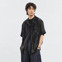 OPICLOTH OPIC 22SS Stream fog Dyeing Retro Day Ensemble Cuba Collar Short Sleeve Shirt Male senior sensation