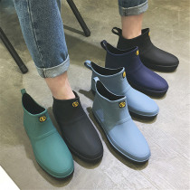 Waterproof shoes men's wading rain boots short tube rain shoes men plus velvet low-top water boots medium tube non-slip kitchen rubber shoes fishing
