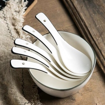 Hotel Hotel Ceramics Two Needles Rice Spoon Home Bone Porcelain Round Bottom Black Side Cutlery Home Ceramic Spoon Spoon Dining Spoon