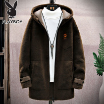 Playboy winter New lamb velvet cotton jacket mens long double-sided cotton jacket