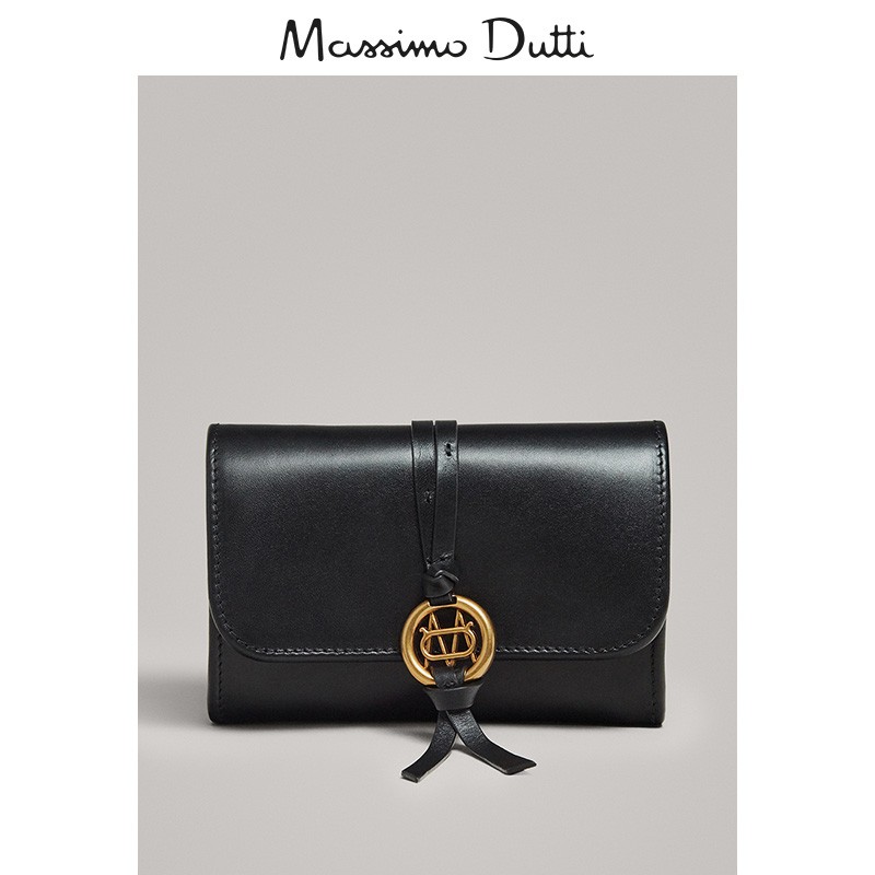 Massimo Dutti Women's Wear 2009 Spring and Summer New Metal Sewing Black Napapi Women's Wallet 04664611800