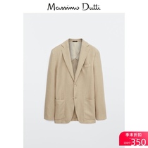 Spring and summer discount Massimo Dutti mens clothing mall with the same slim-fit cotton linen mens blazer 02067285710