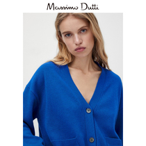 Massimo Dutti Woman Dress New Wool V Collar Knit Blue Lady Sweater Casual Blouse Cardioverture 05638533430