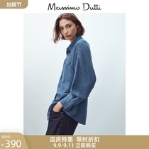 New special Massimo Dutti women pocket trim cotton texture women casual shirt 05181528430