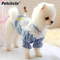 Dog clothes Teddy than bear Bomei small dog Princess lace corduroy sweater spring and autumn two feet clothing
