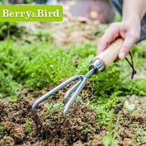 British BerryBird outdoor stainless steel planting tools turning land loosening tools Three-tooth Harrow bb gardening tools
