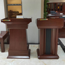 Guangdong high-end paint solid wood leather lectern Lectern podium Conference long table Simple modern reception desk