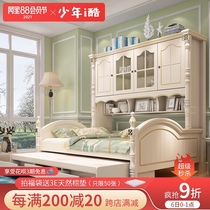 Childrens wardrobe bed Multi-function bed cabinet One-piece single small apartment bookcase bed Net red girl Princess bed girl