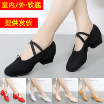 With dance shoes womens soft bottom practice shoes classical dance grade black heels indoor and outdoor ballet belly dance teachers shoes