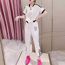 European station sports and leisure suit womens summer 2021 new foreign style fashion loose running clothes two-piece thin section