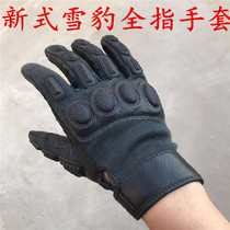 New aramid knit fabric and goat leather stitching black spring autumn and winter full finger tactical gloves