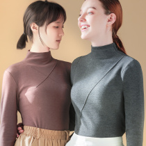 Simple Cloud Semi-High Collar Warm Blouse Womens Undershirt Inner lap silk Develvet Heating lingerie single piece to wear the autumn clothes winter