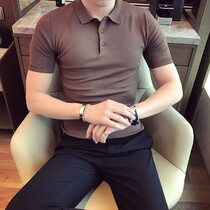 Chao brand summer new British solid color sweater polo shirt mens short sleeve T-shirt slim lapel collar plus size Mens
