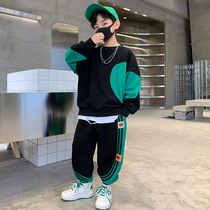 CUHK childrens clothing boy spring clothing foreign air sweater suit 2022 new childrens handsome gas fried street two sets of spring and autumn