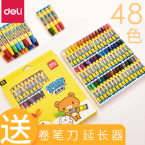 Del 48 color oil painting stick childrens drawing crayon safe and non-toxic washable kindergarten baby oil painting stick brush color crayon painting pen oil stick