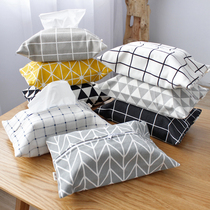  Cotton and linen household tissue bag hanging double-layer simple car tissue cover living room pumping paper bag lanyard tissue box