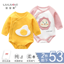 Baby triangle long sleeve ha clothes spring and autumn 0 base 3 months newborn baby autumn and winter conjoined fart clothes spring clothes