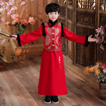 Boys' New Year's Eve clothing Chinese style thickened children's boys and boys Tang clothing Hanfu suit New Year's Eve costume winter clothing