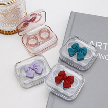 Bowknot contact lens case unscrewed cover integrated advanced sense leak-proof simple female cute transparent pupil box