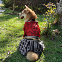  Pet dog cat Shiba Inu Corgi Fighting Japanese samurai style Japanese mens and womens photo clothes Kimono