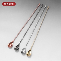304 stainless steel long bar spoon 50cm long handle mixing bar cocktail stick coffee milk tea mixing spoon