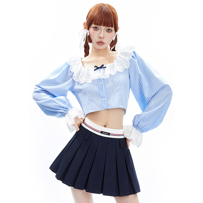 taobao agent APEA hot girl pure desire shirt female spring day romantic age reduction wild design lace bow jacket J