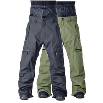 HF Dingzhi Waterproof high-end ski pants mens loose version Black Cypress Green L XL code big gospel