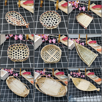  Japanese cuisine Japanese fish raw plate decoration Mini snack Melon seeds Bamboo basket sashimi plate decoration Bamboo products