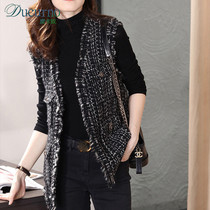 DUCURNO tweed fragrance coat with gold thread wool vest 2022 spring and autumn fashionable waistcoat