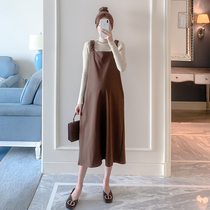 Pregnant women with skirt two-piece fashion woolen material long pregnant woman temperament thin dress set autumn and winter