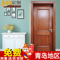 Qingdao wooden door custom painted door solid wood composite door North America Red Oak red cherry red walnut log whole house custom