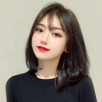 Wig female hair natural full head cover type collarbone hair simulation Net red round face short hair shape long hair wig set