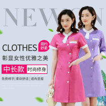 Korean version of the white coat doctors uniform short-sleeved female nurses uniform experimental clothing skin management beauty salon pharmacy overalls