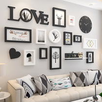 Living room photo wall decoration and washing photo without punching sofa background wall wash photo made into photo frame hanging wall combination
