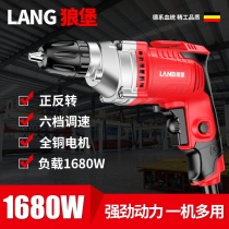Small electric drill woodworking household hand electric drill pistol drill electric drill electric turn 220V electric brick high power screwdriver screw