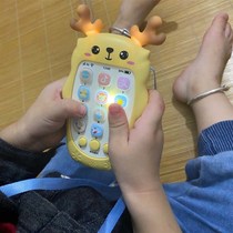 Baby can bite tooth glue baby simulation mobile phone children music toy early education puzzle story machine charging telephone