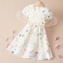  Princess dress Girls summer childrens clothing Western style childrens net red summer dress Little girl skirt thin chiffon skirt