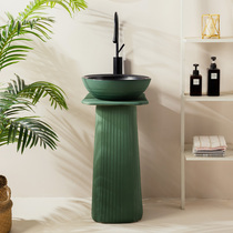 Morandi green outdoor hand wash face Basin Integrated toilet floor standing column pool courtyard balcony