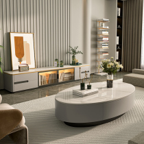 Nordic Oval Light Lavish Rockboard TV Cabinet Tea Table Combined Living Room Home small family Type modern minimalist tea table