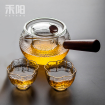 Thickened glass teapot high temperature resistant side handle pot tea boiling tea maker household boiling teapot boiling water tea brewer tea set