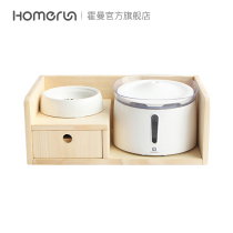 homerun Cat water dispenser feeder Solid wood combination rack Pet tableware Dog dining table bowl rack