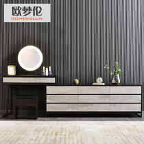  Bedroom TV cabinet dresser combination integrated makeup table Multi-function telescopic makeup table Light luxury makeup mirror with light