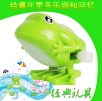 Plastic frog clockwork frog can jump on the clockwork childrens toy Jump frog without battery