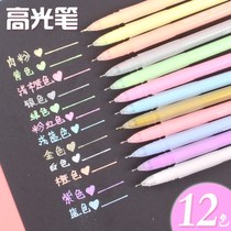 Fluorescent marker pen thin head 0 6 Writing beautiful highlighter color pen Childrens shiny glitter pen cartoon paint