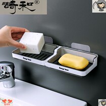 Soap box shelf drain toilet creative non-perforated soap rack household suction cup wall-mounted soap box