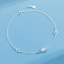Transfer beads anklet girls sterling silver ins small net red Ladies Senior foot chain silver jewelry 2021 new silver tide