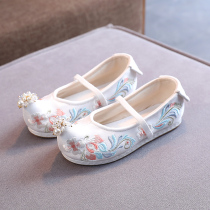 Yin Zixuan 2021 New Pearl children Hanfu shoes girls embroidered shoes ancient Chinese style cloth shoes